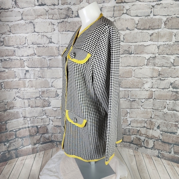 Vintage 60s Gingham Button Front Mini Dress Jacket Black White  Size Medium - Picture 13 of 15